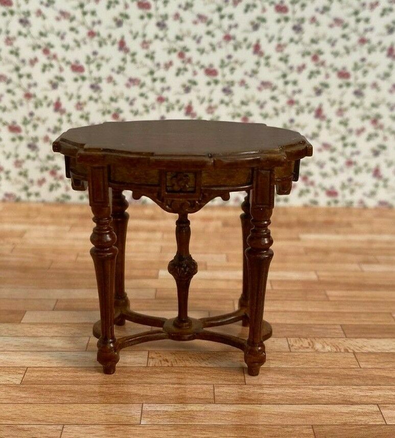 Oval Victorian Table in Walnut by JBM - Dollhouse Miniature