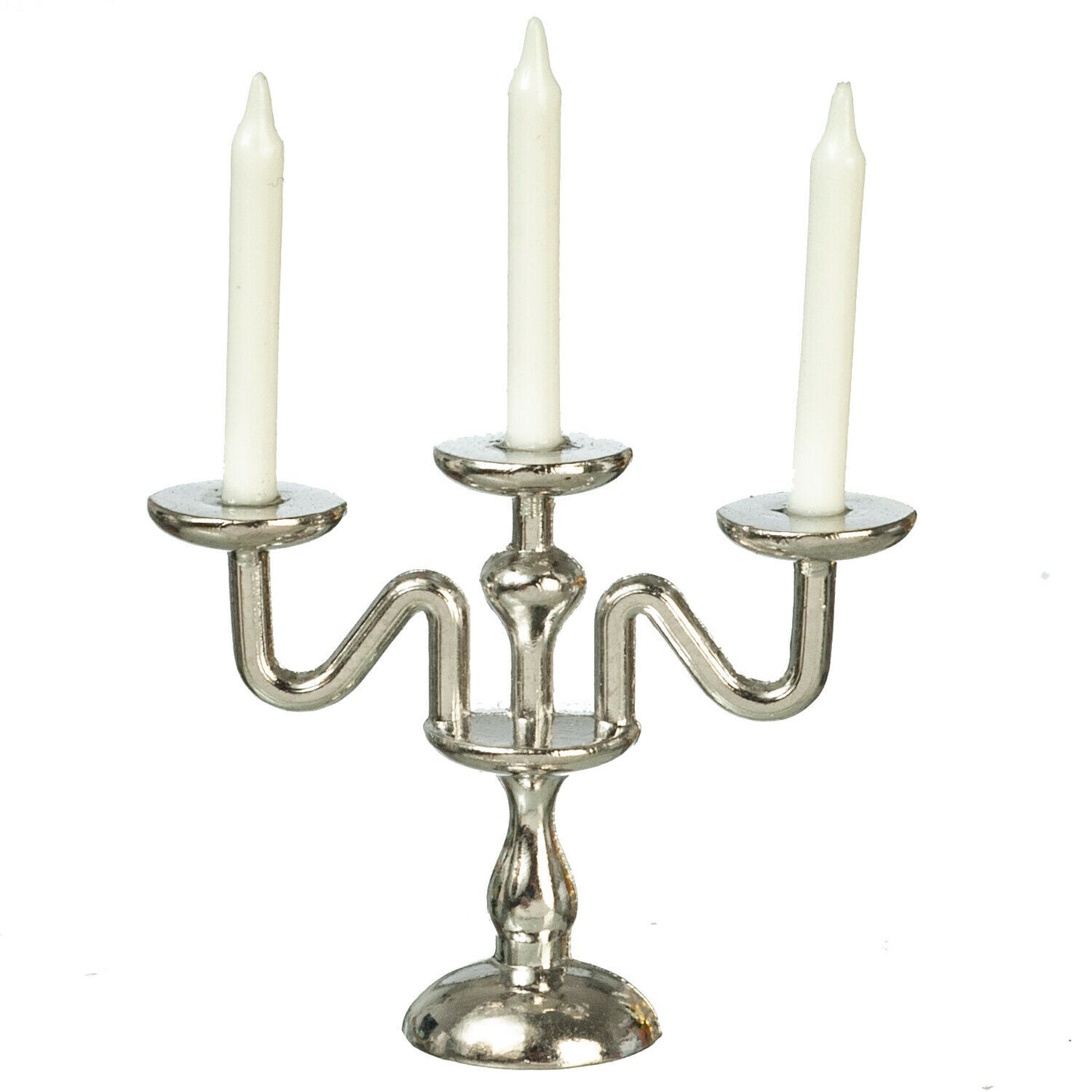 Dollhouse Miniature Silver 3-Arm Candelabra