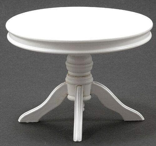 Dollhouse Miniature Round Pedestal Table, White