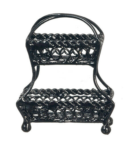 Dollhouse Miniature Small Black Basket Shelf