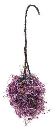 Hanging Basket: Burgundy-Mauve, Small, for Dollhouse