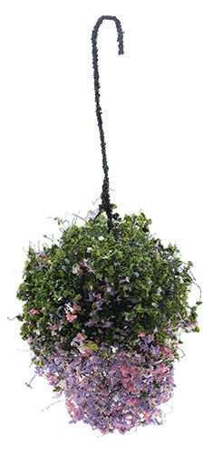 Hanging Basket: Pink-Purple-White, Large, for Dollhouse