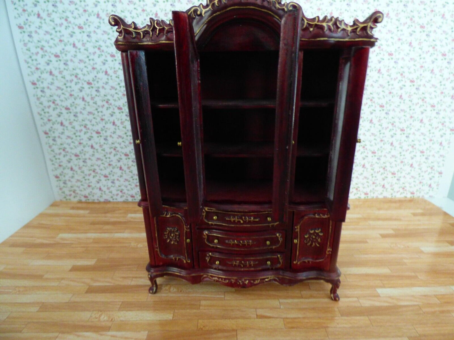 Hansson Mahogany China Cabinet - Dollhouse Miniature