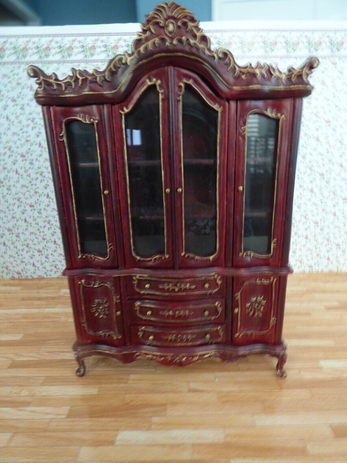 Hansson Mahogany China Cabinet - Dollhouse Miniature