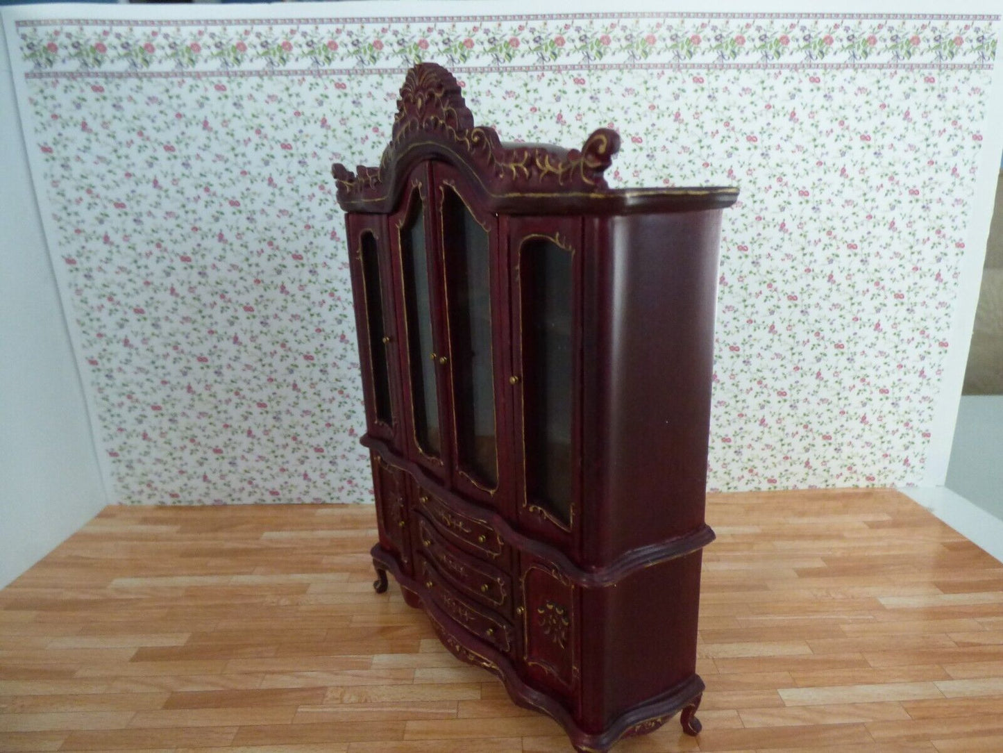 Hansson Mahogany China Cabinet - Dollhouse Miniature