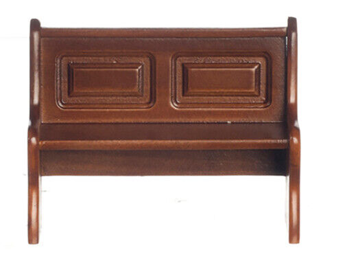 Dollhouse Miniature Long Bench with Back in Walnut