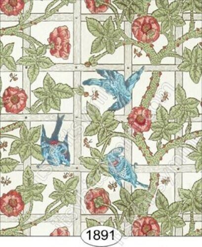 Dollhouse Miniature Wallpaper - Victorian Trellis White 1:12 Scale