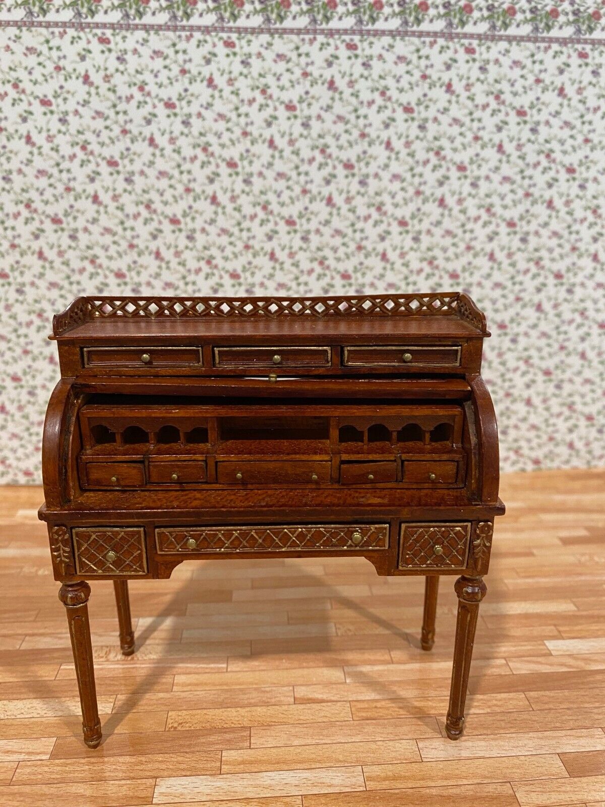 Dollhouse Miniature 3 Piece Set - Desk, Chair, Library Table by Hansson