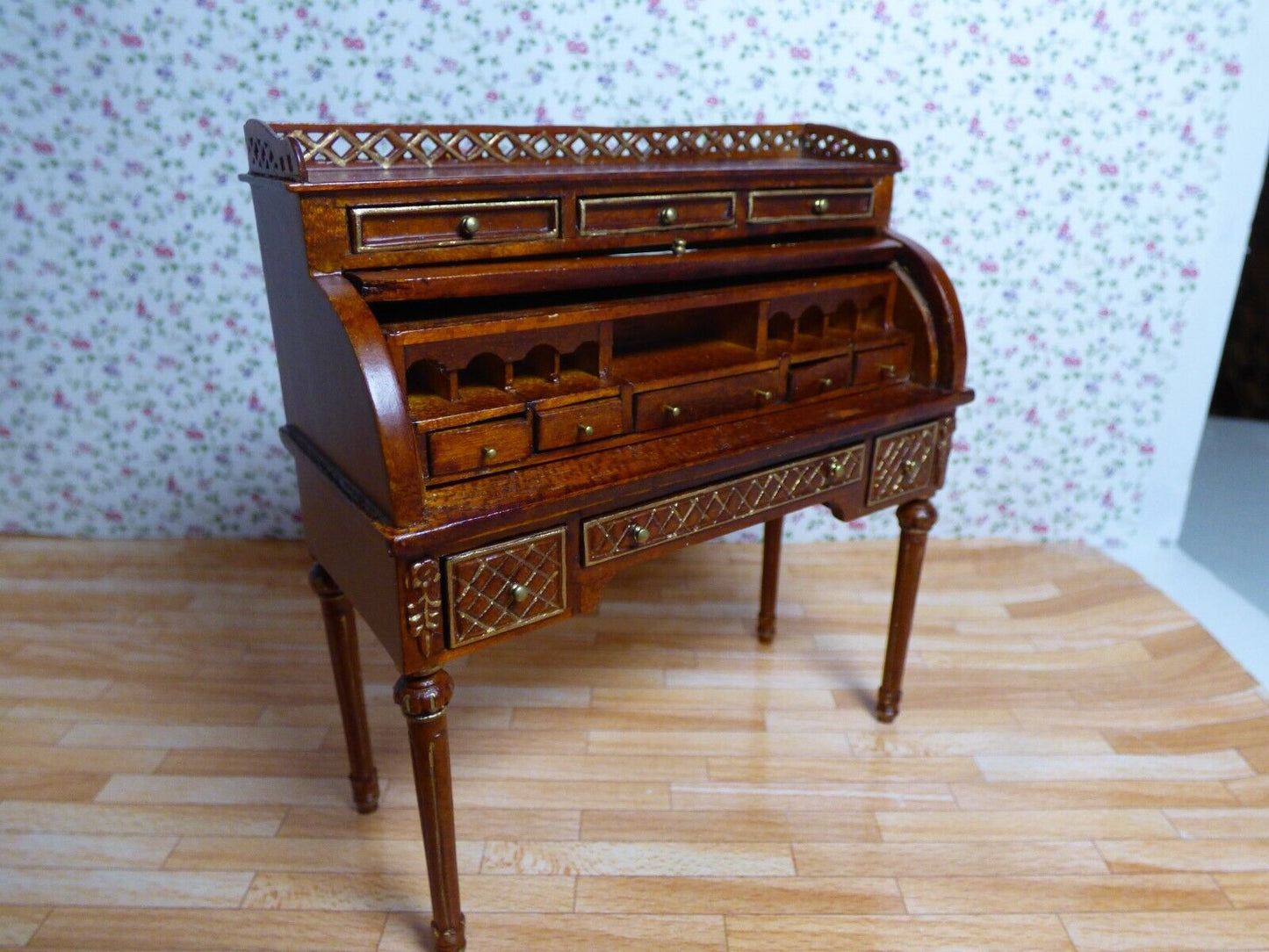 Dollhouse Miniature 3 Piece Set - Desk, Chair, Library Table by Hansson