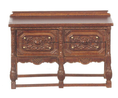 JBM Fine Miniature 1870 Gothic Chest in Walnut for Dollhouse