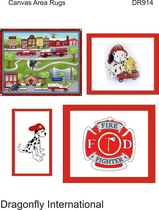 Dollhouse Miniature Kit: Boy's Fireman Canvas Area Rugs