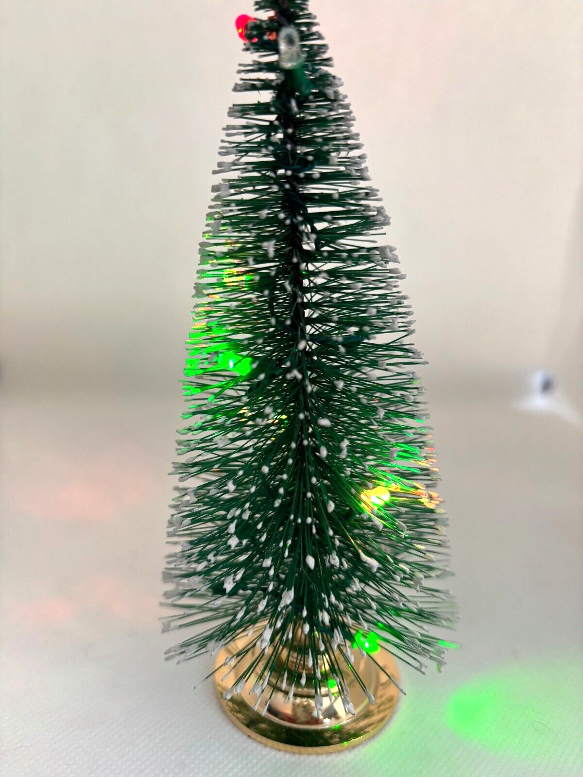 Dollhouse Miniature LED Battery Lighted Christmas Tree with 12 Bulbs, Brass Base