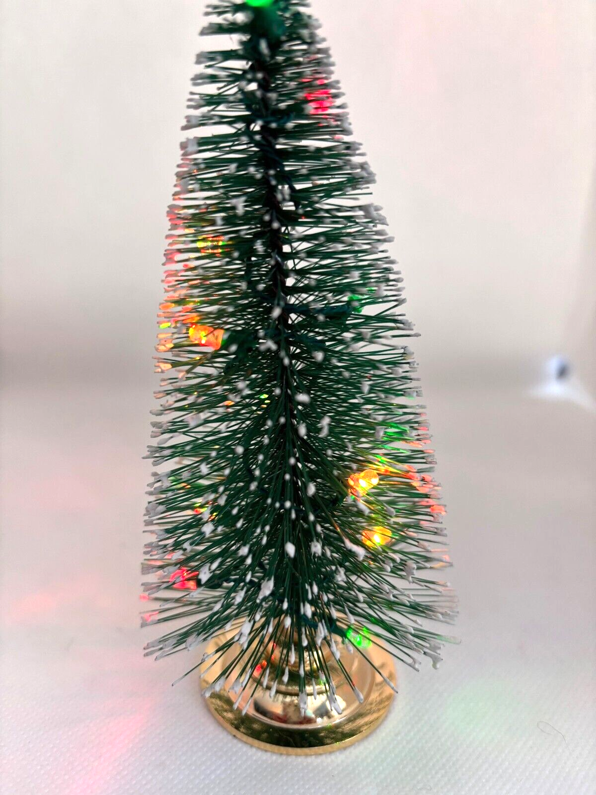 Dollhouse Miniature LED Battery Lighted Christmas Tree with 12 Bulbs, Brass Base