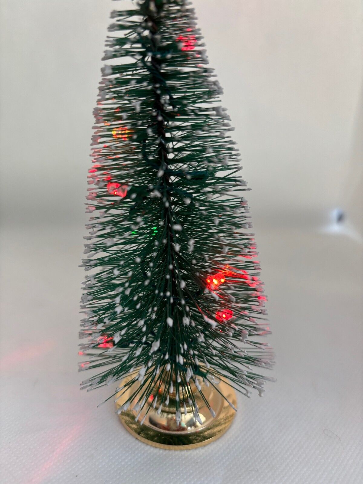 Dollhouse Miniature LED Battery Lighted Christmas Tree with 12 Bulbs, Brass Base