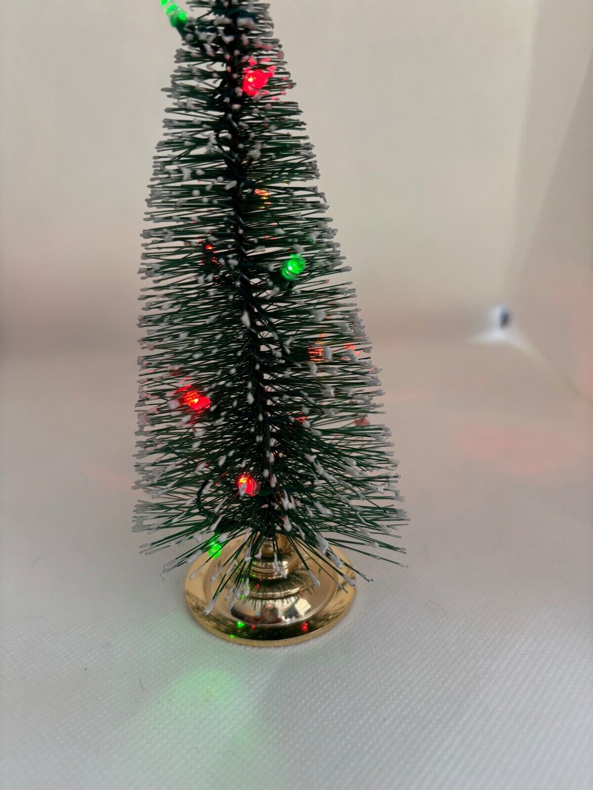 Dollhouse Miniature LED Battery Lighted Christmas Tree with 12 Bulbs, Brass Base