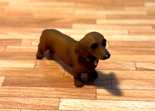 Dollhouse Miniature Brown Miniature Dachshund by Heidi Ott