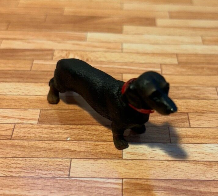 Dollhouse Miniature Black Miniature Dachshund by Heidi Ott