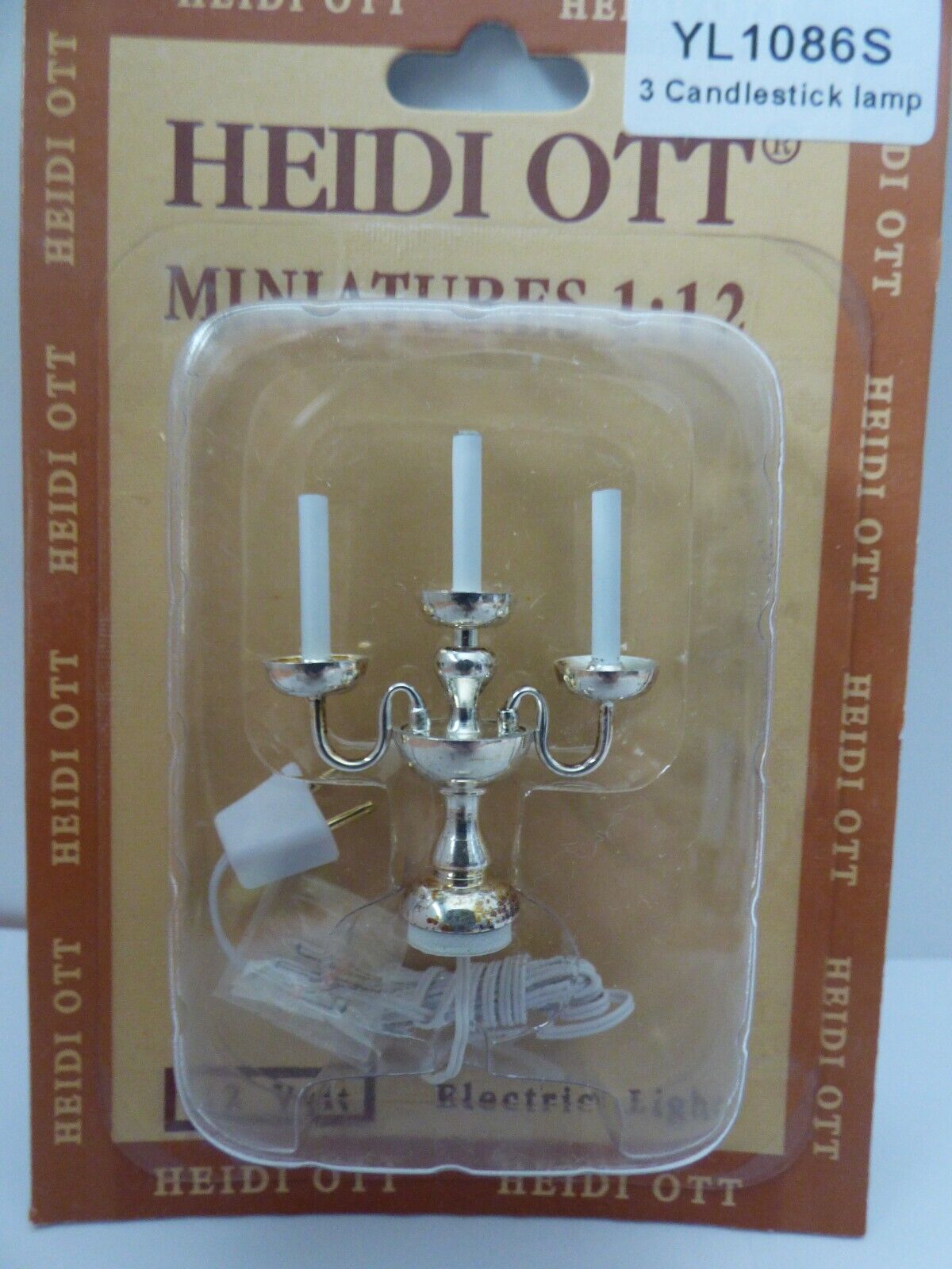 Dollhouse Miniature 3 Candlestick Lamp by Heidi Ott - 12V