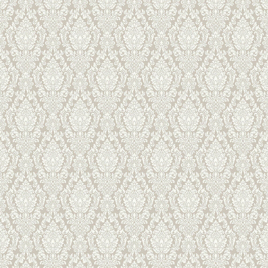 Bradbury and Bradbury Dollhouse Wallpaper - Vintage Hampshire Damask (Gray)