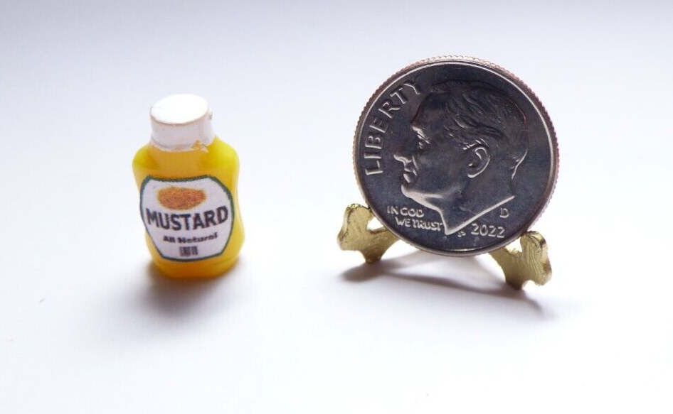 Dollhouse Miniature Squeeze Bottle of Mustard - Handcrafted