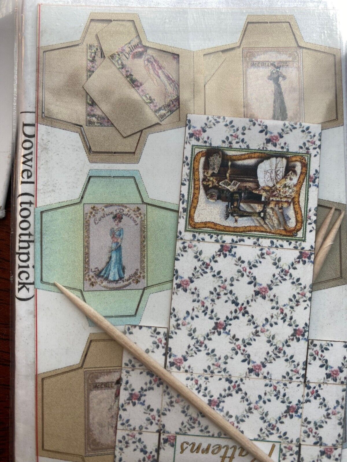Dollhouse Miniature Pattern Box with Patterns, Handcrafted