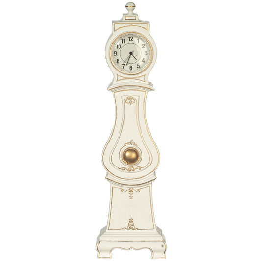 Dollhouse Miniature JBM Mora Longcase Working Clock in White and Gold