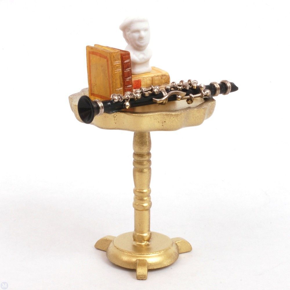 Reutter Porcelain - Dollhouse Golden Music Table with Accessories