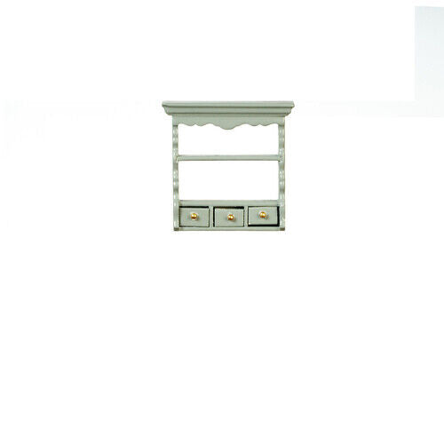 Dollhouse Miniature Kitchen Shelf with Drawers in Grey