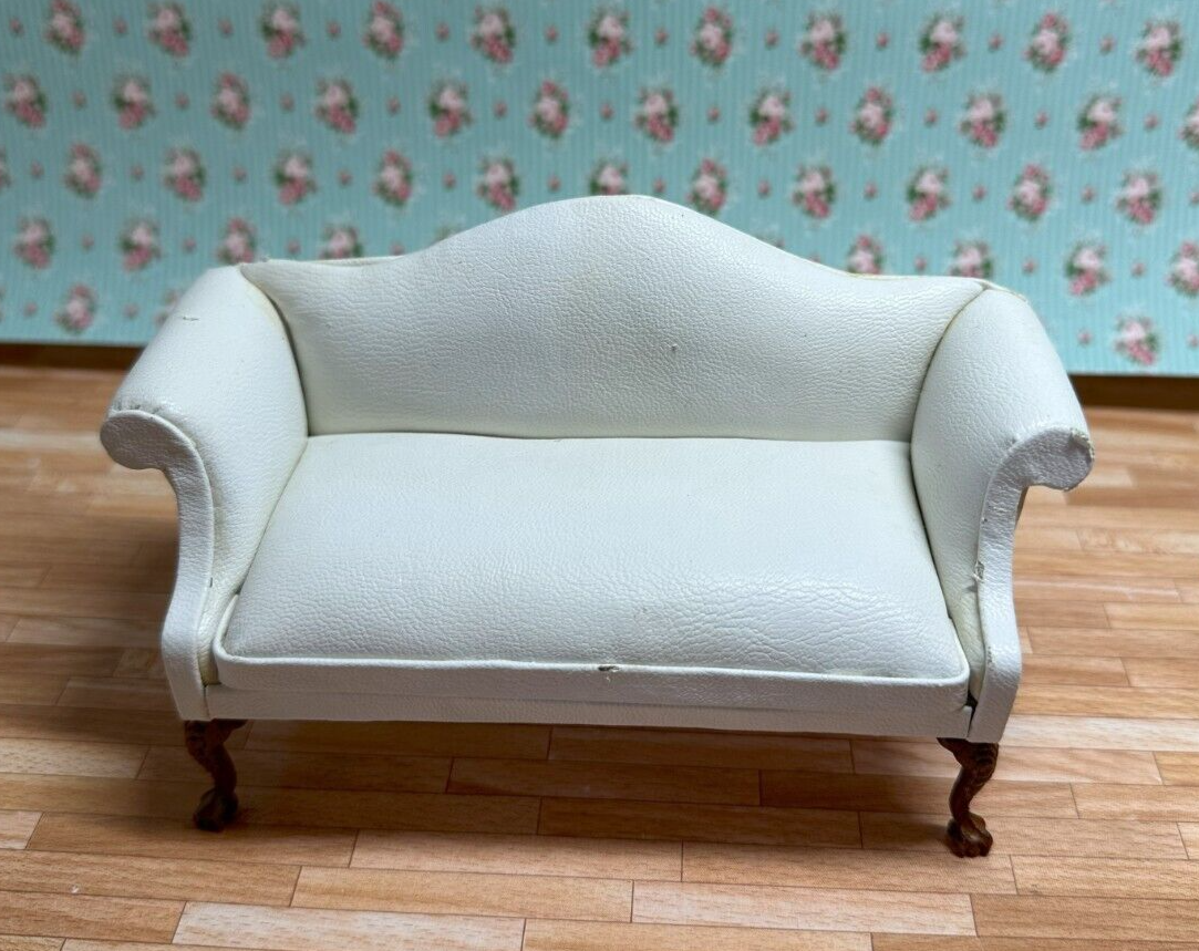 Dollhouse Miniature White Leather Sofa by Hansson