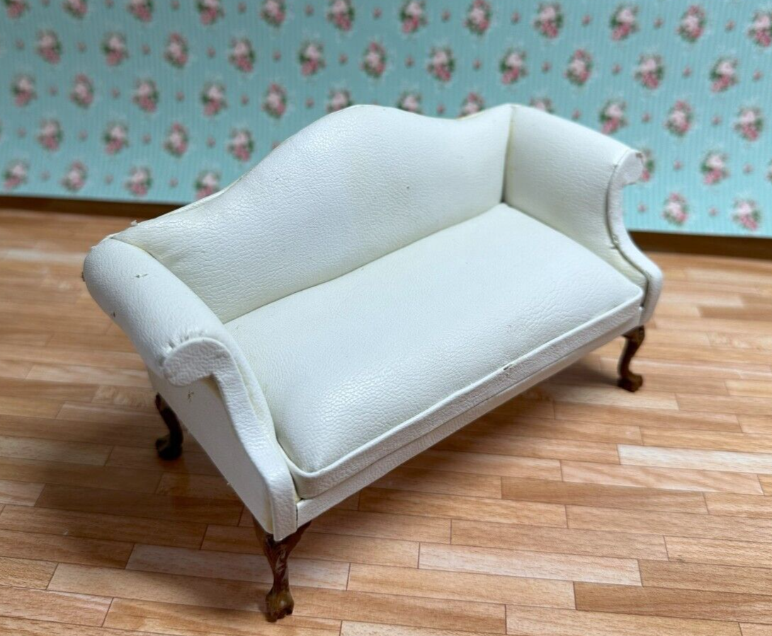 Dollhouse Miniature White Leather Sofa by Hansson