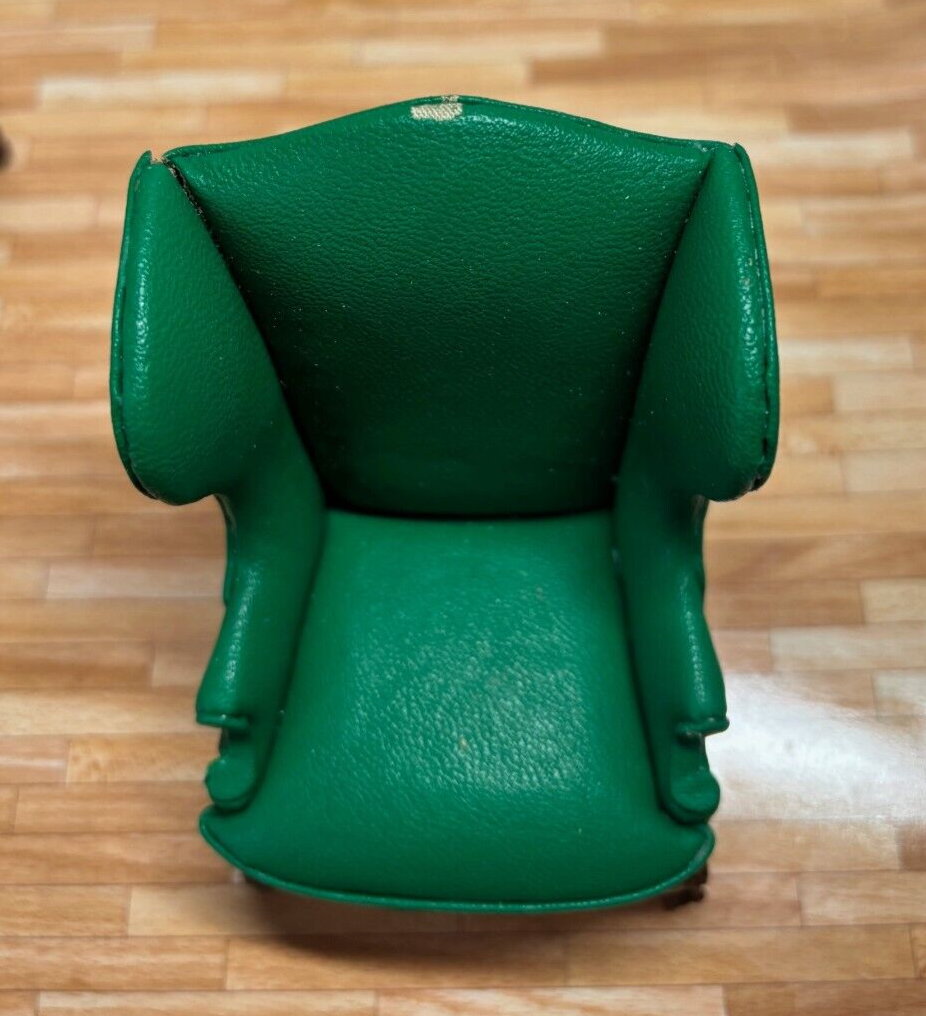 Green Leather Wingback Chair by Hansson  - Dollhouse Miniature