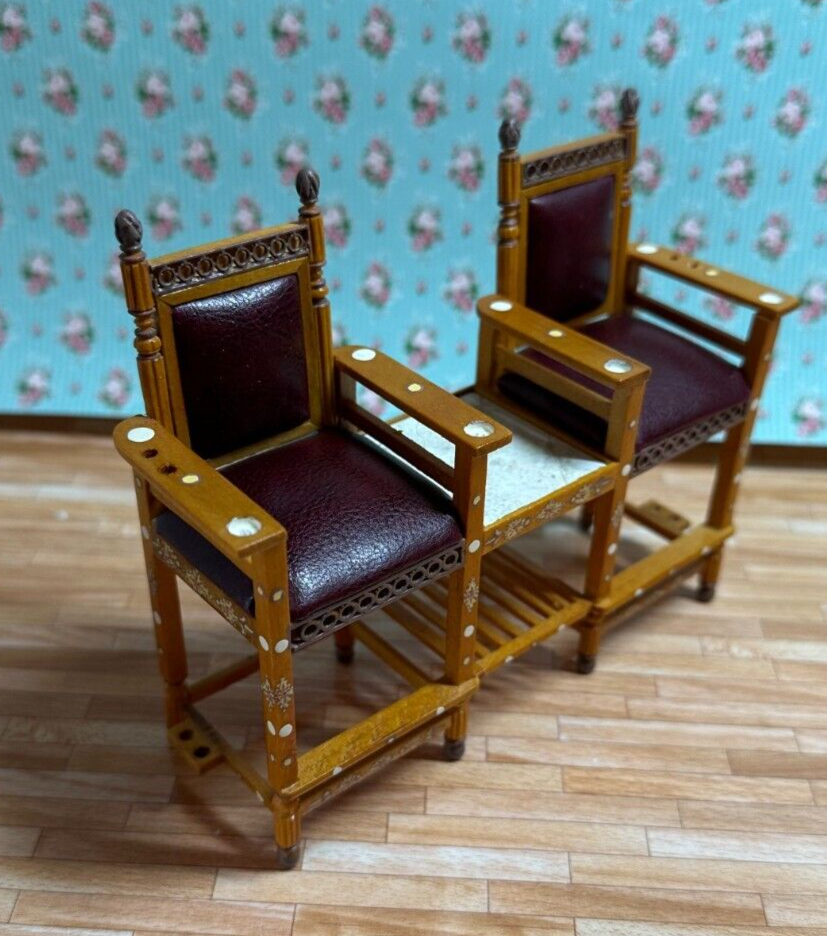 Dollhouse Miniature Conversation Chair Red Leather by Bespaq