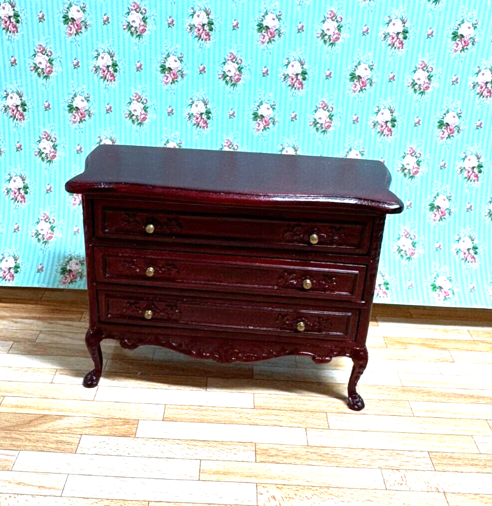 Dollhouse Miniature Mahogany Chest and Mirror by Bespaq