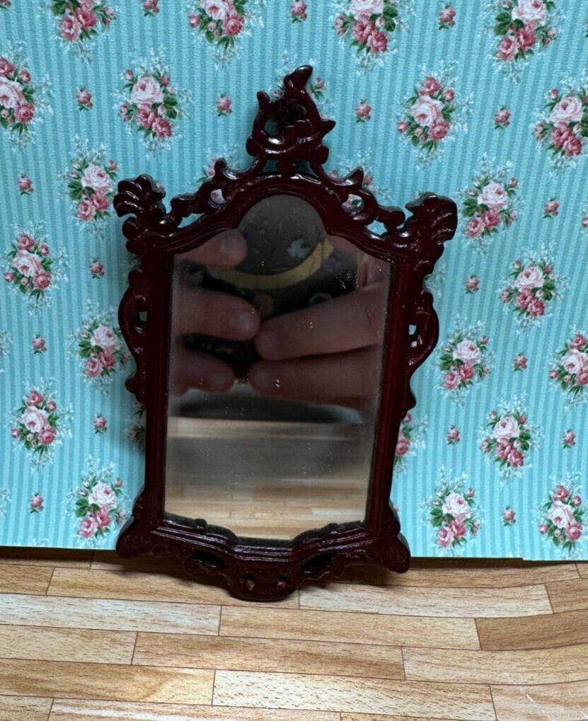 Dollhouse Miniature Mahogany Chest and Mirror by Bespaq