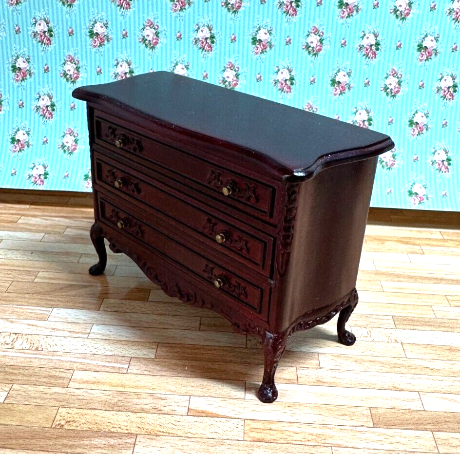 Dollhouse Miniature Mahogany Chest and Mirror by Bespaq