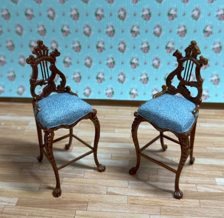 Dollhouse Miniature Set of 2 Fancy Lyre Chairs by Bespaq