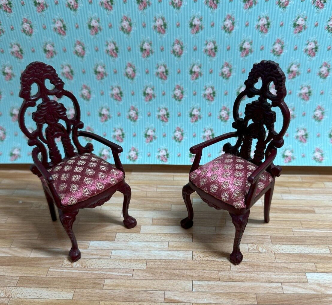 Dollhouse Miniature Set of 4 Mahogany Chairs by Hansson
