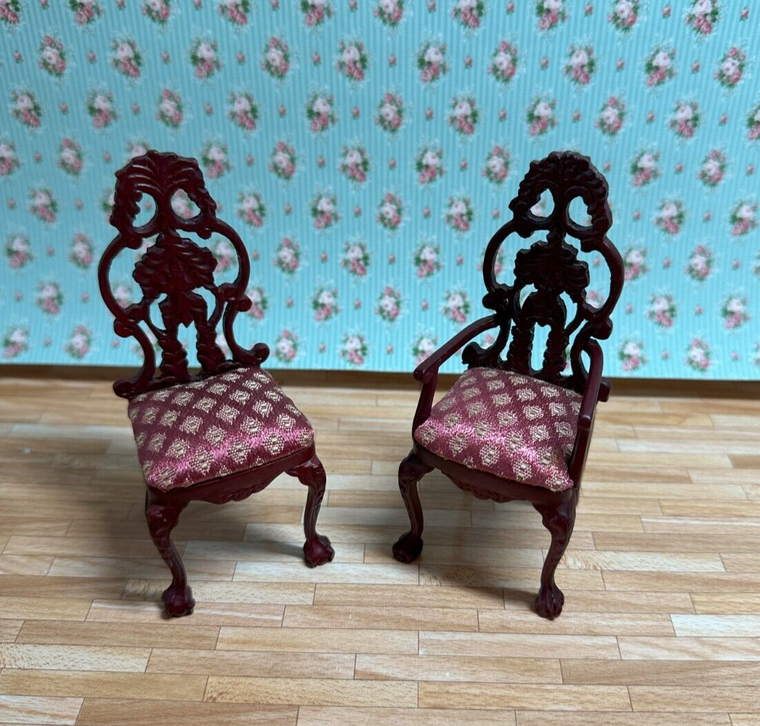 Dollhouse Miniature Set of 4 Mahogany Chairs by Hansson