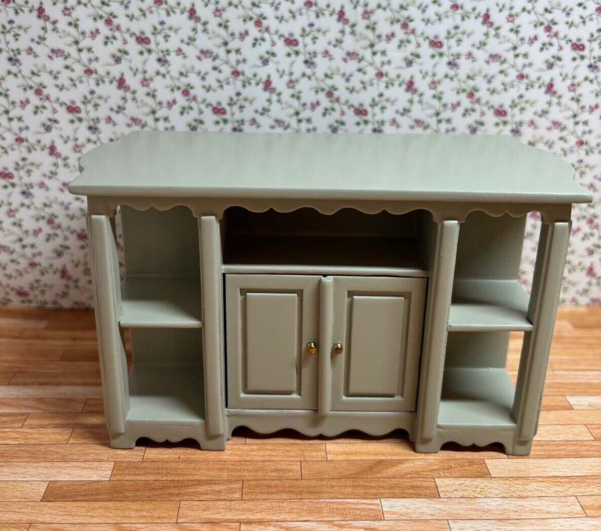 Gorgeous 3-Piece Kitchen Island + Stools for Dollhouse in Sage - Special Design
