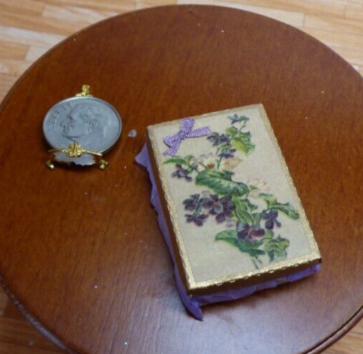 Dollhouse Miniature Purple Blouse in Decorative Box Handcrafted