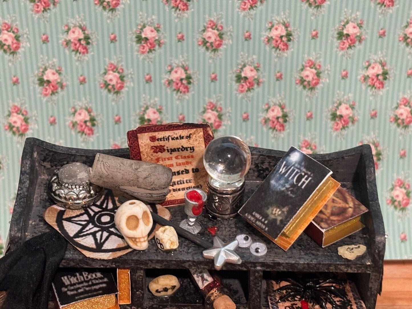 Dollhouse Miniature Halloween Spooky Witch Table Handcrafted by Taylor Jade