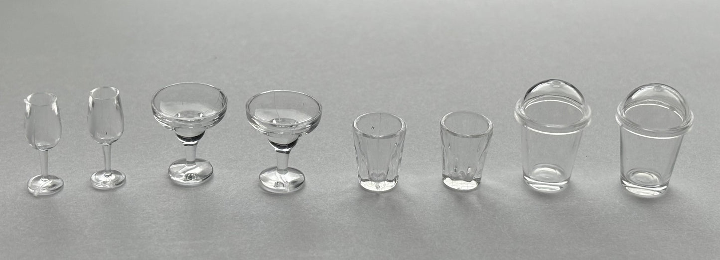 Dollhouse Miniature Kitchen Glassware Set of 10