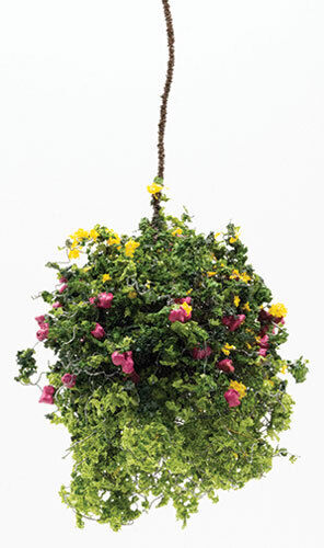 Dollhouse Miniature Hanging Basket: Love You Hot Pink, Large