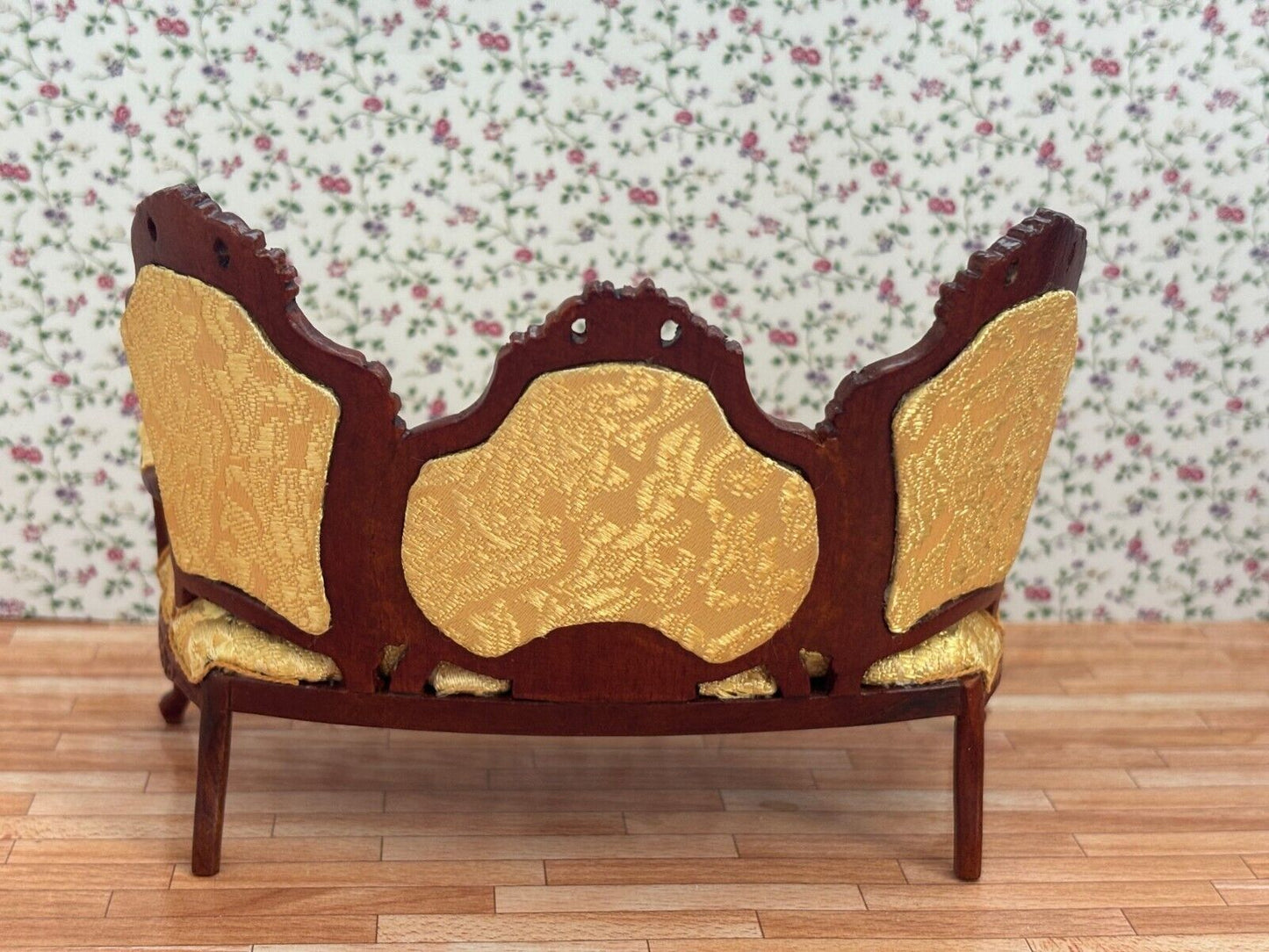 Dollhouse Miniature Walnut Rococo Settee - Platinum Collection
