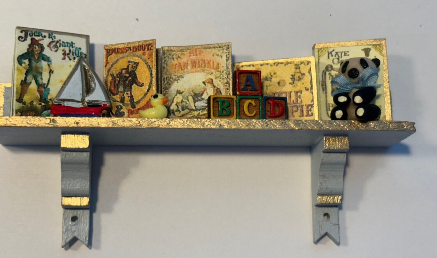 Dollhouse Miniature Children's Shelf Sailboat Handcrafted