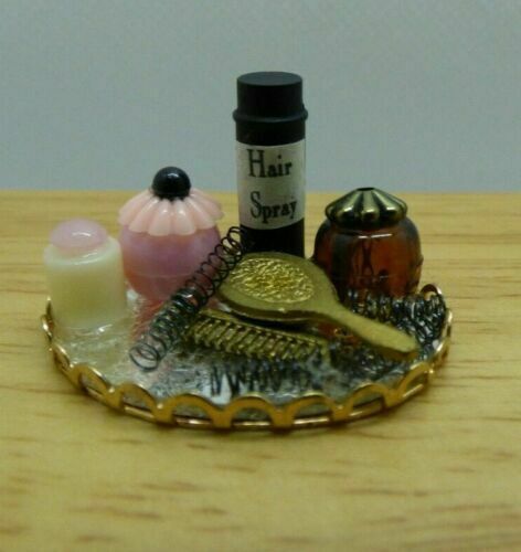 Dollhouse Miniature Small Perfume Tray Pink and hair care Tray for Anette