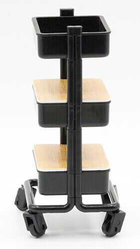 Dollhouse Miniature Mini Mobile Cart, Black, Kit