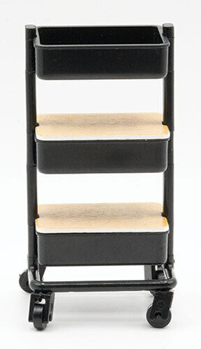 Dollhouse Miniature Mini Mobile Cart, Black, Kit