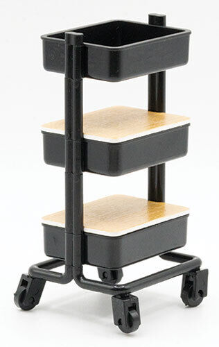 Dollhouse Miniature Mini Mobile Cart, Black, Kit