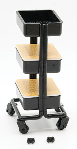 Dollhouse Miniature Mini Mobile Cart, Black, Kit